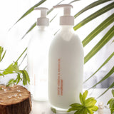 Healing Earth Lemon Verbena and Argan Oil Conditioner 500ml in a white frost glass bottle with a pump dispenser. Sold by SR Amenities Hotel and Spa Suppliers.