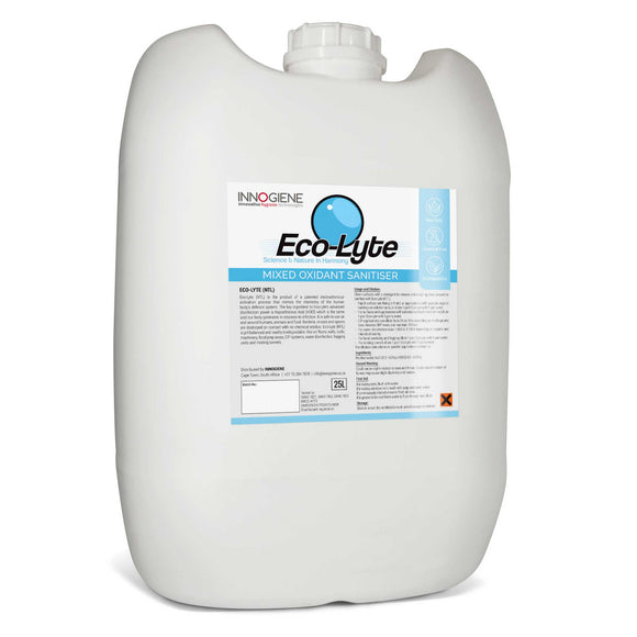 ECO-LYTE NTL in a 25 litre container. Non-toxic, chemical free, biodegradable disinfectant. Buy at www.sramenities.co.za.