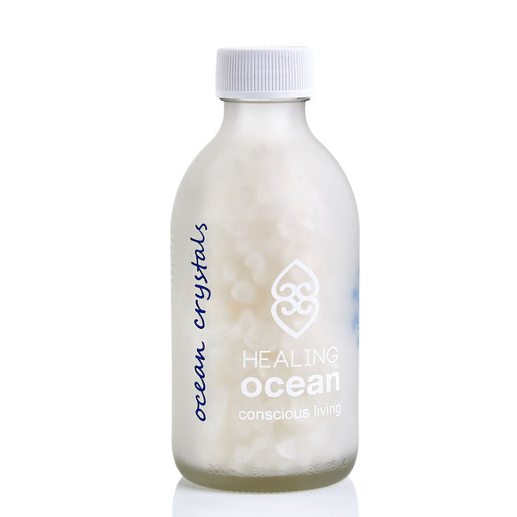 healing ocean crystals 200ml white frosted glass