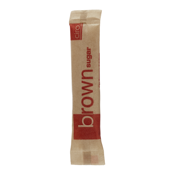Brown sugar packed in 4.5g Ciro-branded tubes. Each tube is equivalent to 1 teaspoon of sugar. Pack size: 1000 x 4.5 grams Sold by SR Amenities Hotel and Spa Supplies. www.sramenities.co.za