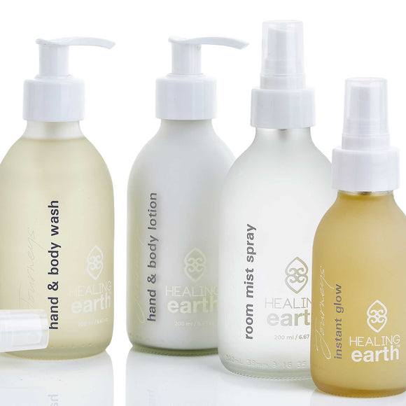 Healing Earth Journeys eco-friendly aromatherapy style bathroom amenities for hotels and spas. Shop at www.sramenities.co.za