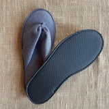 Grey washable and reusable thong style slipper made from terry towel fabric with textured water resistant sole. Shop at www.sramenities.co.za
