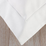 Pure cotton 200 thread count duvet cover in white with Oxford satin stitch trim. Sold by SR Amenities Hotel and Spa Supplies at www.sramenities.co.za