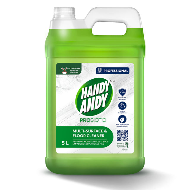 Handy Andy Professional ProBiotic Multisurface and Floor Cleaner 5 Litre, Fragrance free. Sold by SR Amenities Hotel & Spa Supplies.