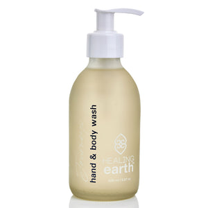 healing journeys hand & body wash 200ml in a white frosted glass bottle
