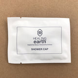Shower Cap in an eco-friendly 100% biodegradable stone paper sachet. Sold by SR Amenities Hotel and Spa Supplies.