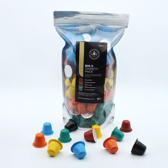 Coffee Pod Guru Pack of 100 Biodegradable Coffee Pods in a lockable bag. Sold by SR Amenities Hotel and Spa Supplies. www.sramenities.co.za