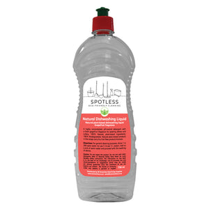 Empty refillable 750ml bottle for Spotless Natural Dishwashing Liquid. Sold by SR Amenities Hotel and Spa Supplies.