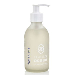 healing ocean two in one conditioning shampoo 200ml in a white frosted glass bottle
