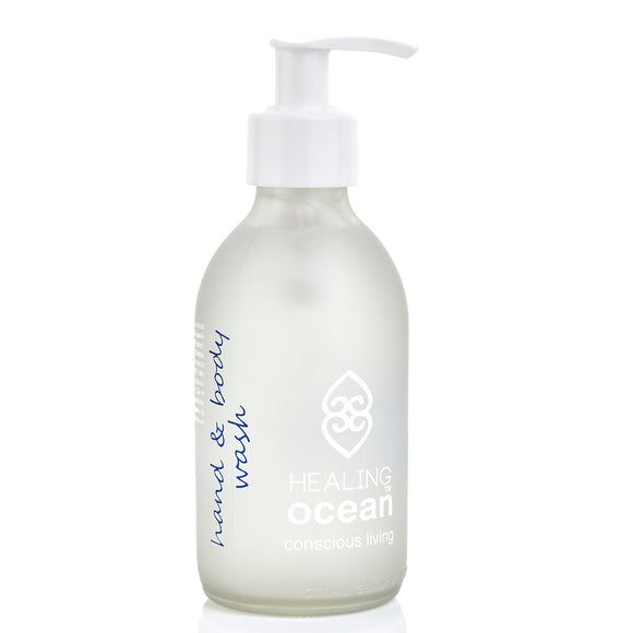healing ocean hand and body wash 200ml white frosted glass