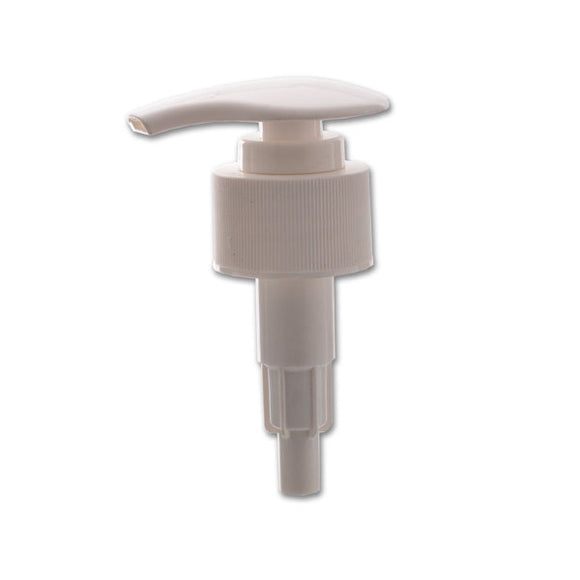 White pump nozzle, size 28/410 mm for 200 ml glass bottles. Buy at SR Amenities Hotel and Spa Supplies, www.sramenities.co.za