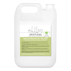Spotless eco-friendly, biodegradable natural bathroom cleaner in a 5 litre container. Sold by SR Amenities Hotel and Spa Supplies.