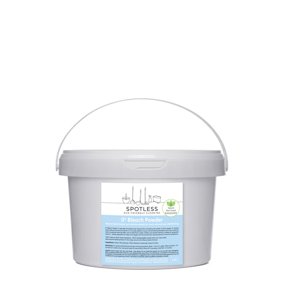 Spotless eco-friendly, biodegradable Oxygen Bleach Powder in a 5 kg container. Sold by SR Amenities Hotel and Spa Supplies.