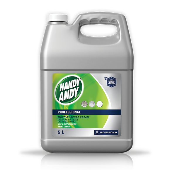 Unilever Domestos Professional Handy Andy Multi-Purpose Cleaning Cream Ammonia in a 5 litre container. Sold by SR Amenities Hotel and Spa Supplies.