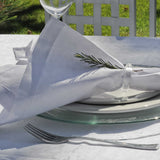 Classic, elegant and opulent serviette made from a white 50/50 poly-cotton Damask fabric with a classic pattern. Sold by SR Amenities Hotel and Spa Supplies.