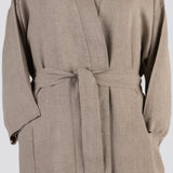 Linen Drawer Pure Natural Linen Bathrobe with three quarter sleeves. Sold by SR Amenities Hotel and Spa Supplies at www.sramenities.co.za
