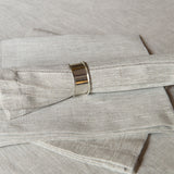 Luxury pure linen fabric serviettes in natural linen colour with hemstitch. Sold by SR Amenities Hotel & Spa Supplies.