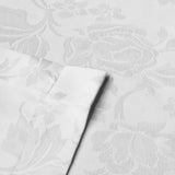 Jacquard damask white serviette made from poly-cotton fabric with woven rose pattern. Sold by SR Amenities Hotel and Spa Supplies.