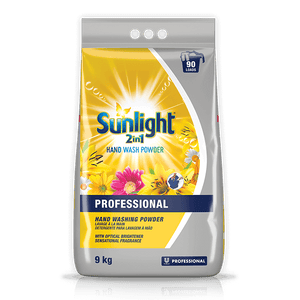 Unilever Sunlight Professional Hand Washing Powder in a 9 kilogram bag. Sold by SR Amenities Hotel and Spa Supplies.
