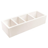 Tea caddy for the hospitality industry. Features four separate compartments for tea, coffee, milk and rusks. Made from Wood in colour white. Sold by SR Amenities Hotel and Spa Supplies at www.sramenities.co.za